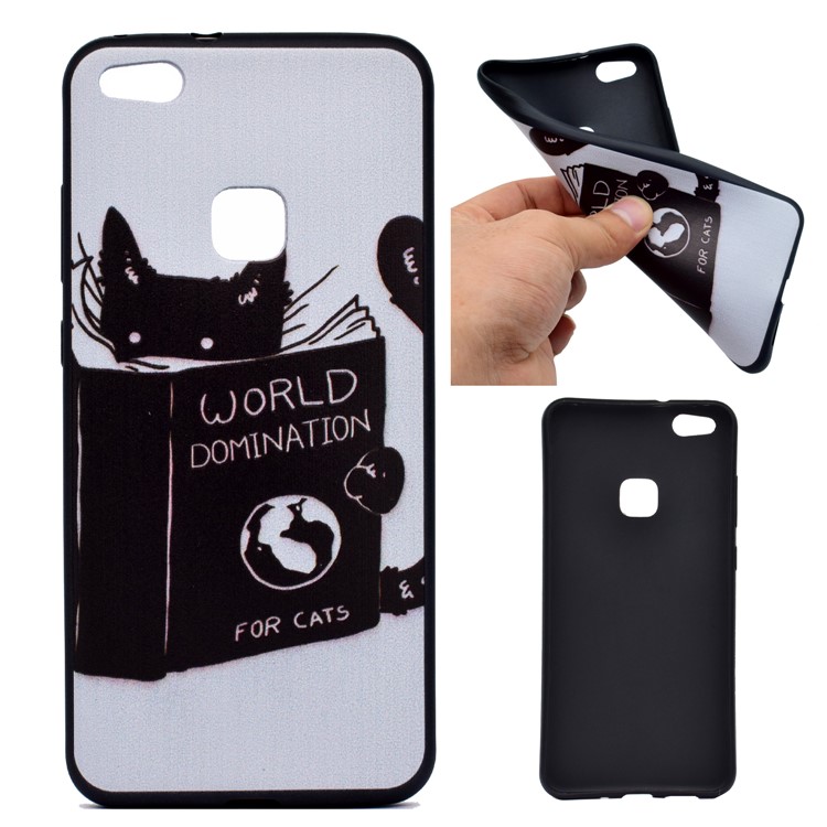 Featherweight Pattern Printing TPU Protective Shell for Huawei P10 Lite - Cat Reading Book-1