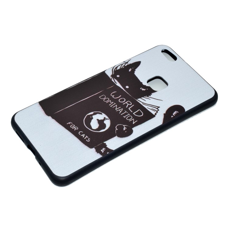 Featherweight Pattern Printing TPU Protective Shell for Huawei P10 Lite - Cat Reading Book-3