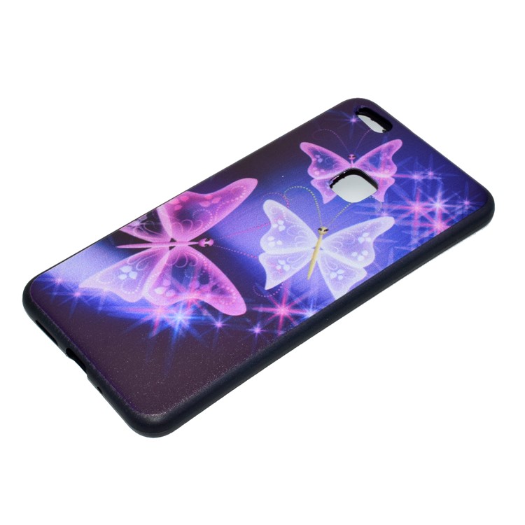 Featherweight Pattern Printing TPU Protective Casing Cover for Huawei P10 Lite - Glitter Butterflies-3