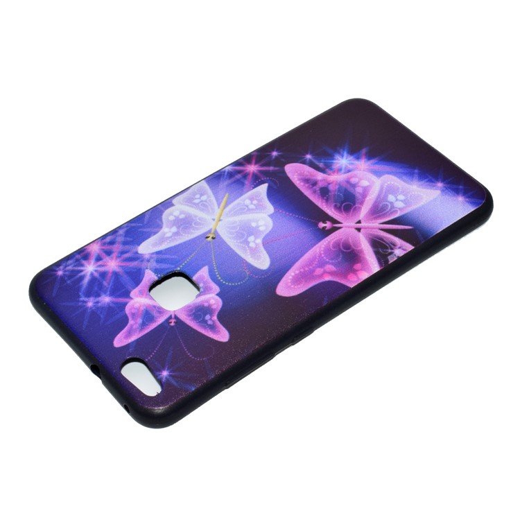 Featherweight Pattern Printing TPU Protective Casing Cover for Huawei P10 Lite - Glitter Butterflies-4