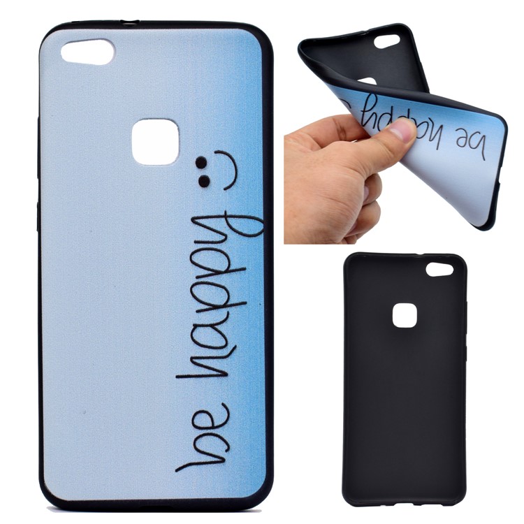 Featherweight Pattern Printing TPU Protective Mobile Phone Case for Huawei P10 Lite - Be Happy-1
