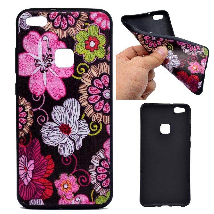 Featherweight Pattern Printing TPU Protective Mobile Phone Cover for Huawei P10 Lite - Colorful Flowers-1
