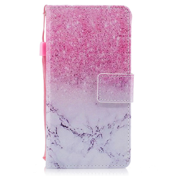 Patterned PU Leather Wallet Stand Protective Phone Cover for Huawei P8 Lite (2017) / Honor 8 Lite - Marble-2