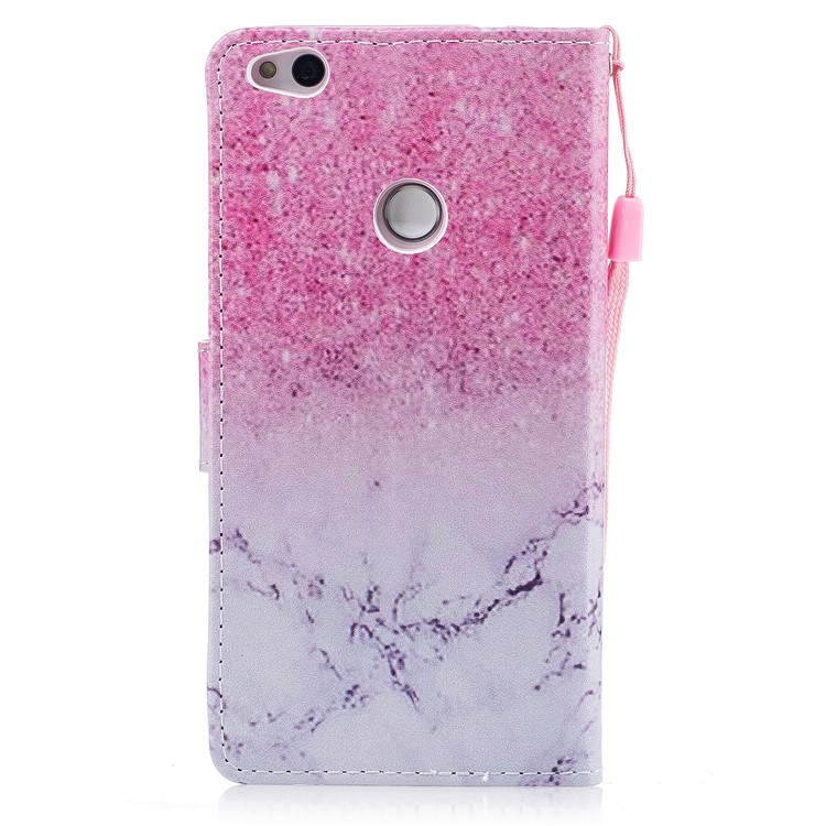 Patterned PU Leather Wallet Stand Protective Phone Cover for Huawei P8 Lite (2017) / Honor 8 Lite - Marble-3