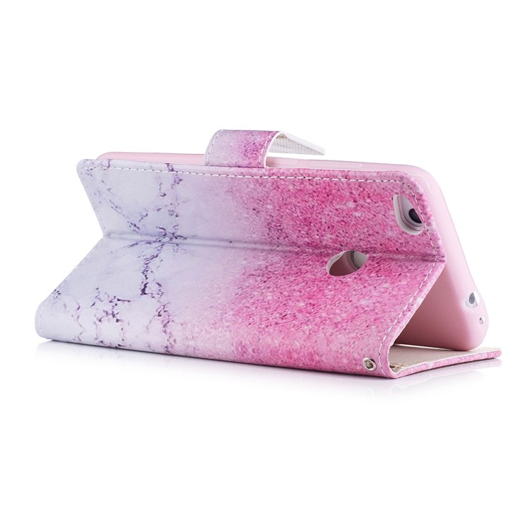 Patterned PU Leather Wallet Stand Protective Phone Cover for Huawei P8 Lite (2017) / Honor 8 Lite - Marble-4