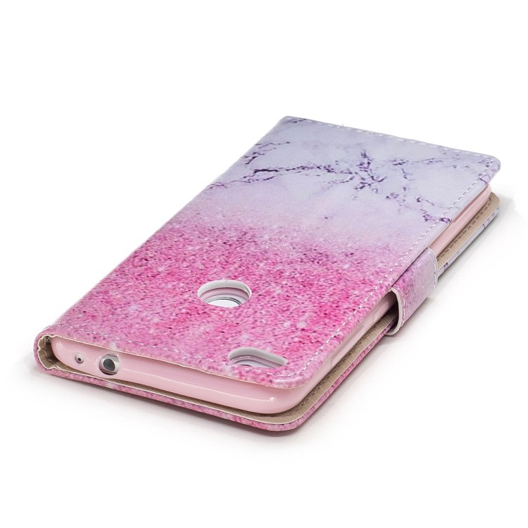 Patterned PU Leather Wallet Stand Protective Phone Cover for Huawei P8 Lite (2017) / Honor 8 Lite - Marble-6