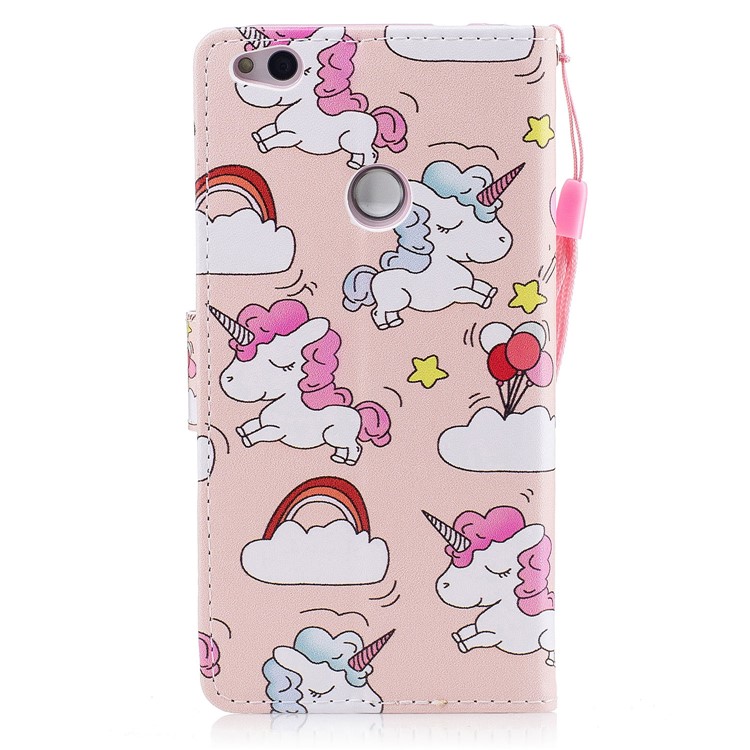Patterned PU Leather Wallet Stand Protective Cell Phone Shell for Huawei P8 Lite (2017) / Honor 8 Lite - Cute Unicorns-3