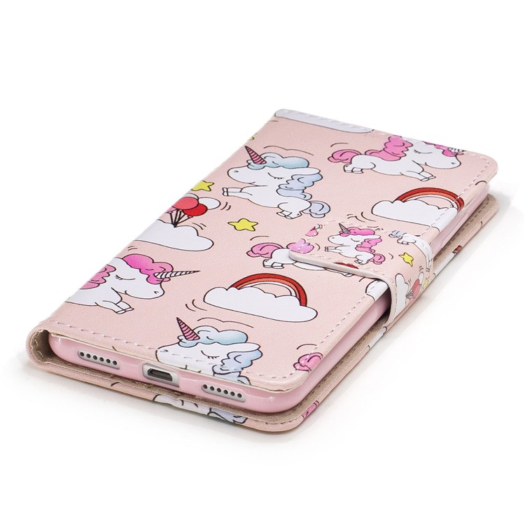Patterned PU Leather Wallet Stand Protective Cell Phone Shell for Huawei P8 Lite (2017) / Honor 8 Lite - Cute Unicorns-5