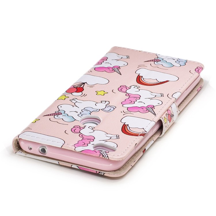 Patterned PU Leather Wallet Stand Protective Cell Phone Shell for Huawei P8 Lite (2017) / Honor 8 Lite - Cute Unicorns-6