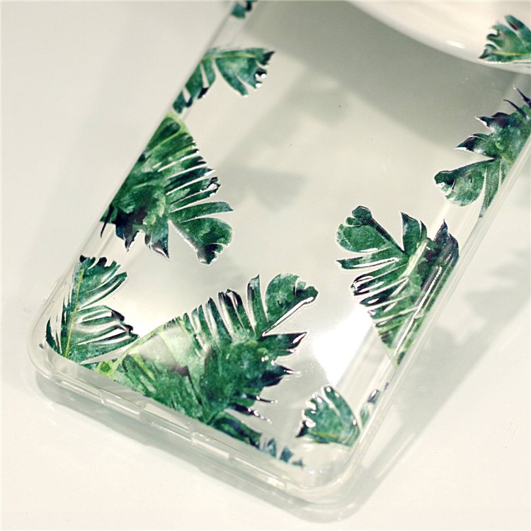 Pattern Printing Embossed TPU Shell Cover Case for Huawei Y5 (2017) / Y6 (2017) - Green Leaves-3