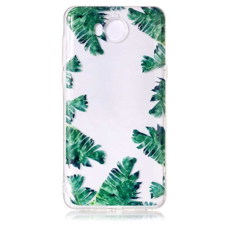 Pattern Printing Embossed TPU Shell Cover Case for Huawei Y5 (2017) / Y6 (2017) - Green Leaves-4