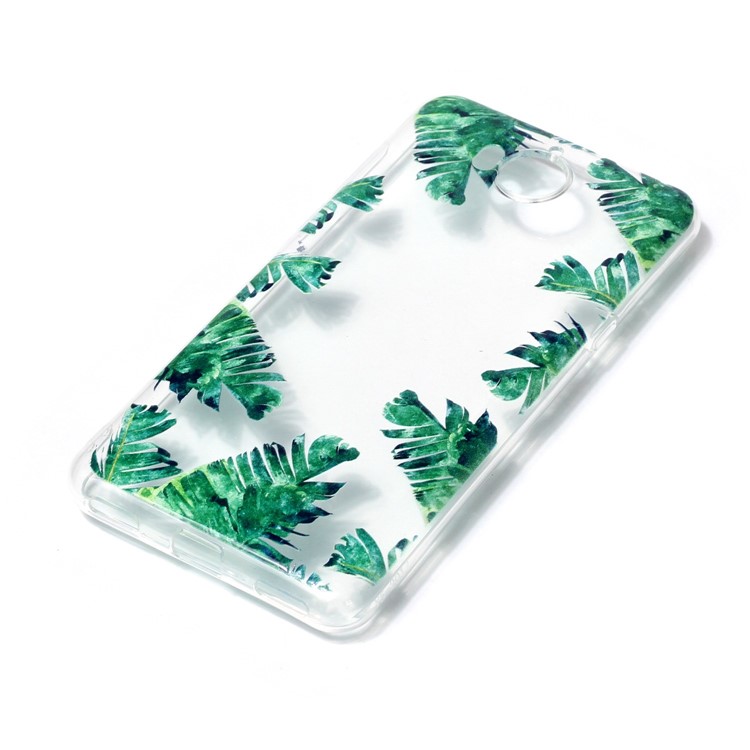 Pattern Printing Embossed TPU Shell Cover Case for Huawei Y5 (2017) / Y6 (2017) - Green Leaves-5