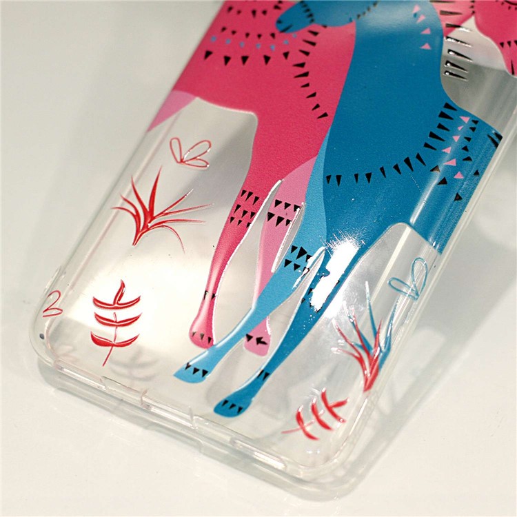 Pattern Printing Embossed TPU Phone Cover Case for Huawei Y5 (2017) / Y6 (2017) - Rose and Blue Unicorn-3