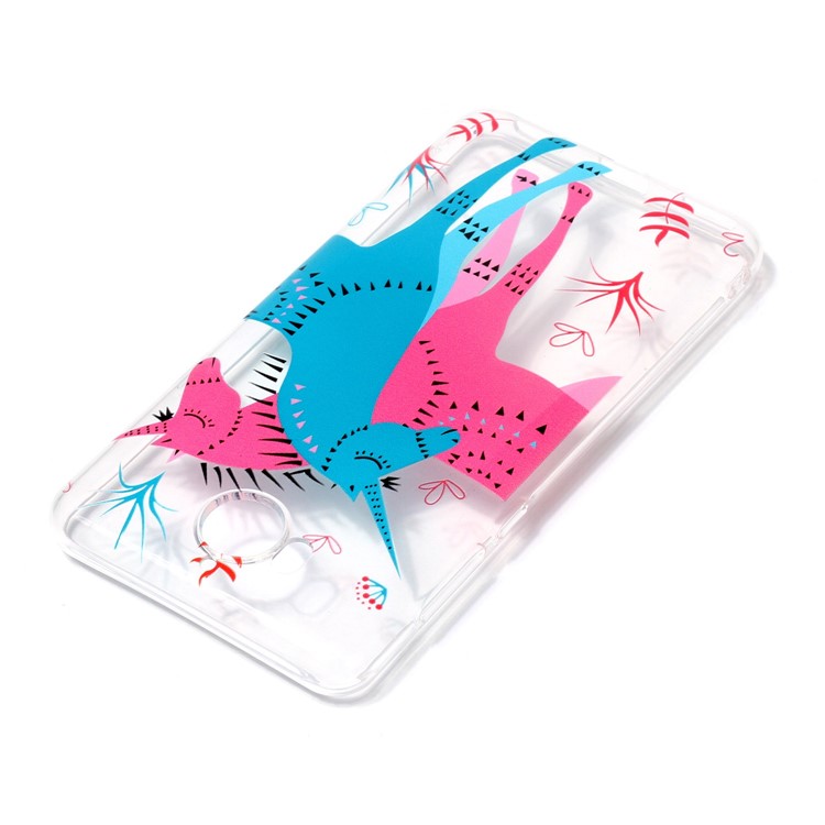 Pattern Printing Embossed TPU Phone Cover Case for Huawei Y5 (2017) / Y6 (2017) - Rose and Blue Unicorn-6