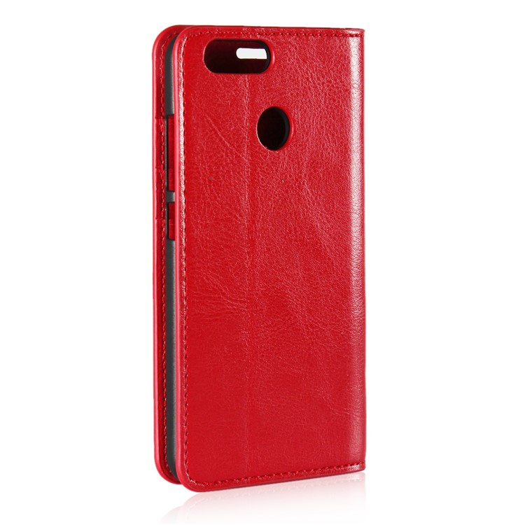 Crazy Horse Genuine Leather Wallet Cover for Huawei Nova 2 - Red-3