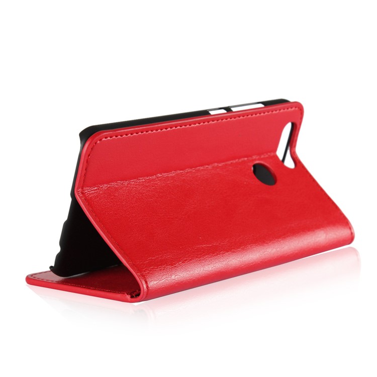 Crazy Horse Genuine Leather Wallet Cover for Huawei Nova 2 - Red-4