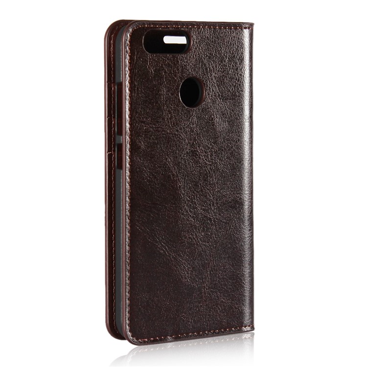 Crazy Horse Genuine Leather Wallet Shell for Huawei Nova 2 - Coffee-3
