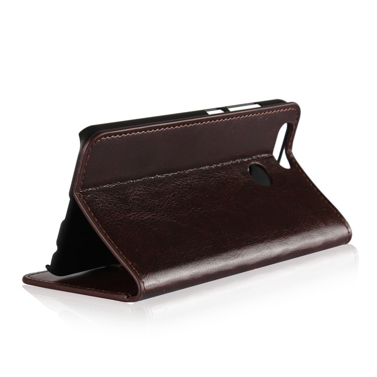 Crazy Horse Genuine Leather Wallet Shell for Huawei Nova 2 - Coffee-4