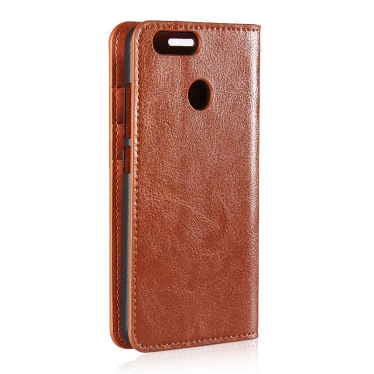 Crazy Horse Genuine Leather Wallet Casing for Huawei Nova 2 - Brown-3