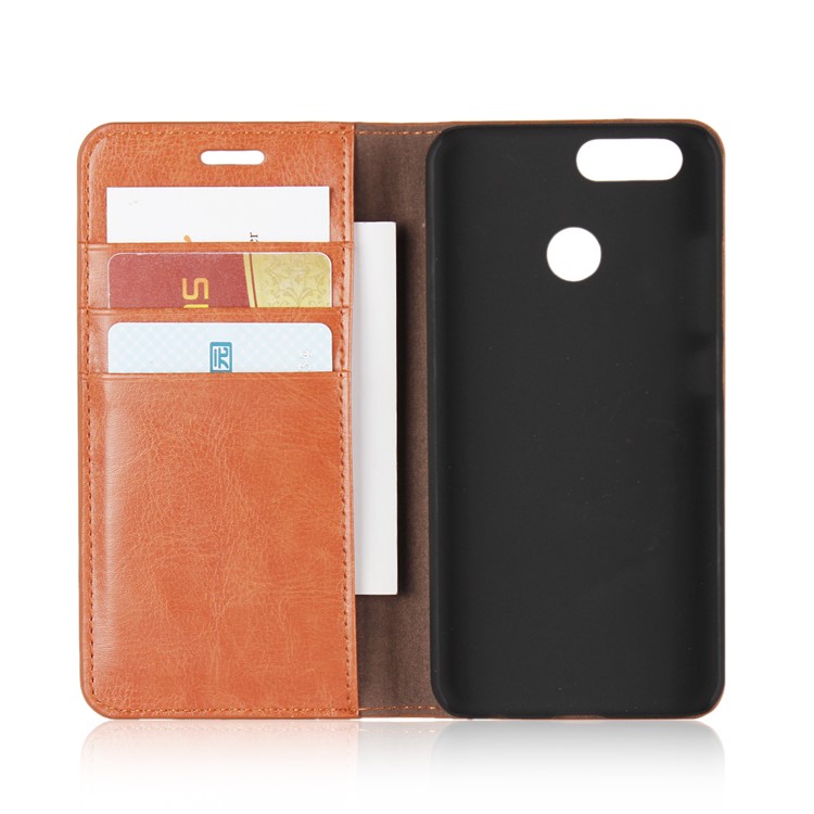 Crazy Horse Genuine Leather Wallet Casing for Huawei Nova 2 - Brown-5