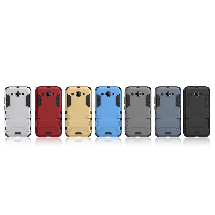 Cool Plastic TPU Kickstand Hybrid Case Accessory for Huawei Y3 (2017) - Black-3