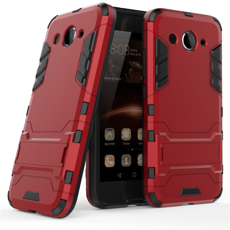 Geest plug lichtgewicht Stylish Cool Plastic TPU Kickstand Hybrid Shell Accessory for Huawei Y3  (2017) - Red at TVC-Mall