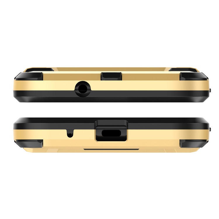 For Huawei Y3 (2017) Cool Plastic TPU Kickstand Hybrid Case Accessory - Gold-3