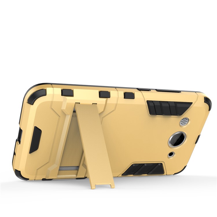 For Huawei Y3 (2017) Cool Plastic TPU Kickstand Hybrid Case Accessory - Gold-5