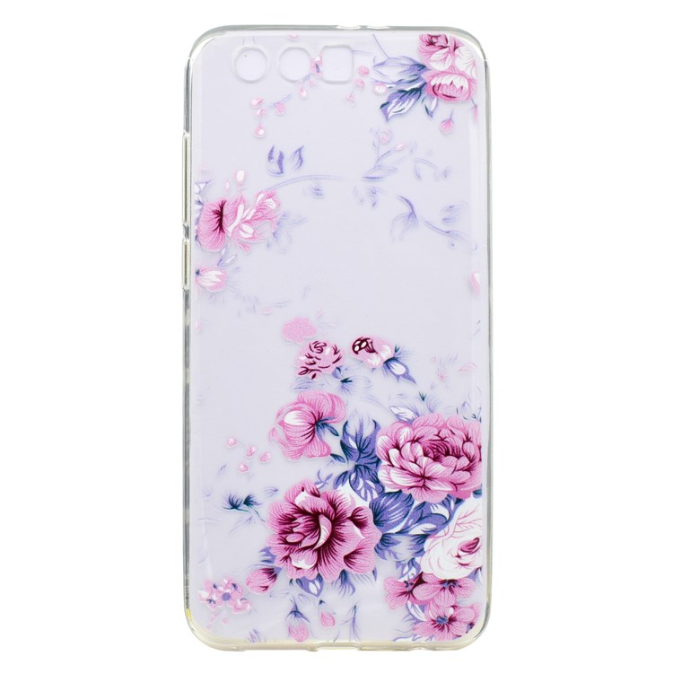 Ultra Thin Patterned Soft TPU Back Casing for Huawei Honor 9 - Flower and Leaves-1