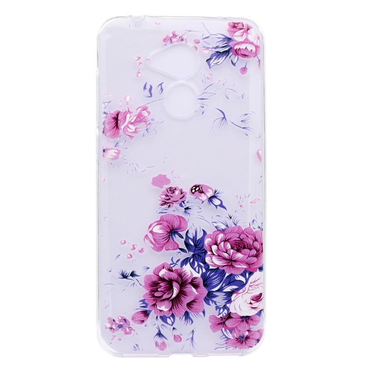 For Huawei Honor 6A / Honor 5C pro Ultra-thin Patterned Soft TPU Phone Back Cover - Red Peonies-1