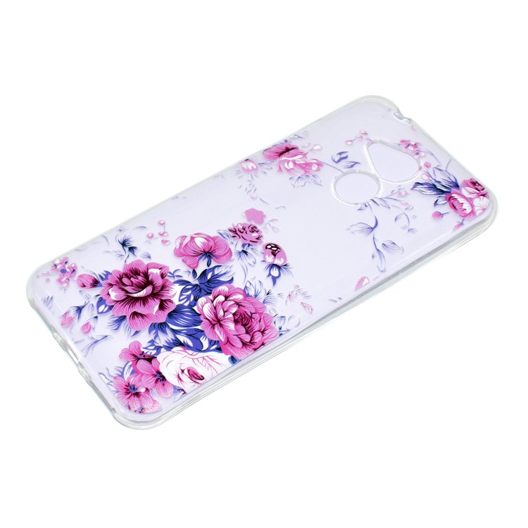 For Huawei Honor 6A / Honor 5C pro Ultra-thin Patterned Soft TPU Phone Back Cover - Red Peonies-2