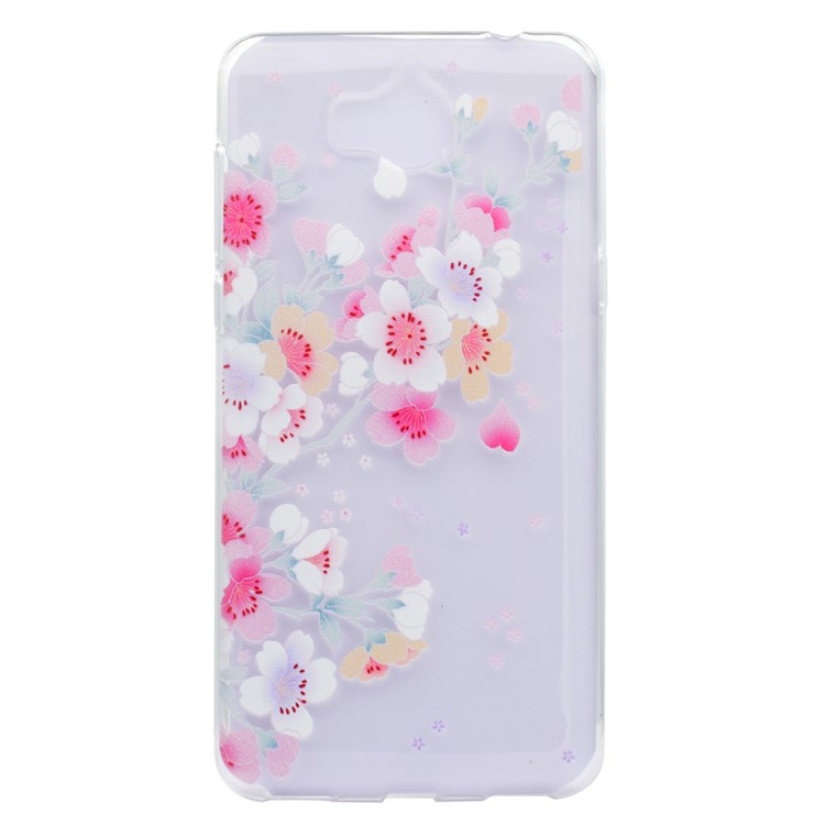Printing Pattern Flexible TPU Protective Case Cover for Huawei Y5 (2017) / Y6 (2017) - Red and White Flower-1