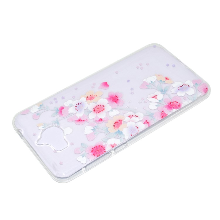 Printing Pattern Flexible TPU Protective Case Cover for Huawei Y5 (2017) / Y6 (2017) - Red and White Flower-3
