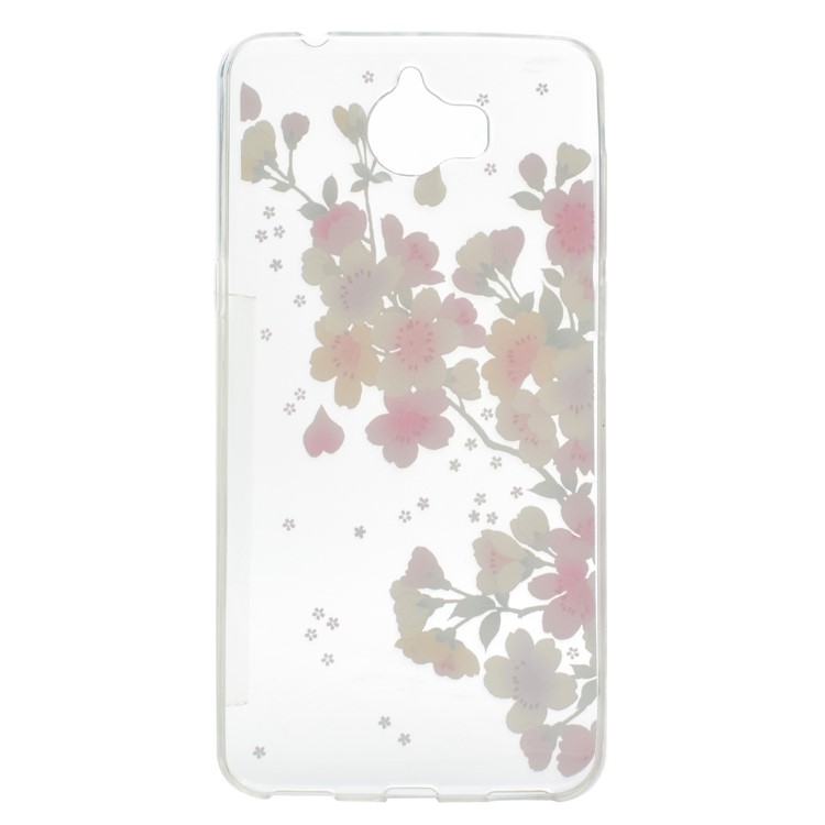 Printing Pattern Flexible TPU Protective Case Cover for Huawei Y5 (2017) / Y6 (2017) - Red and White Flower-4