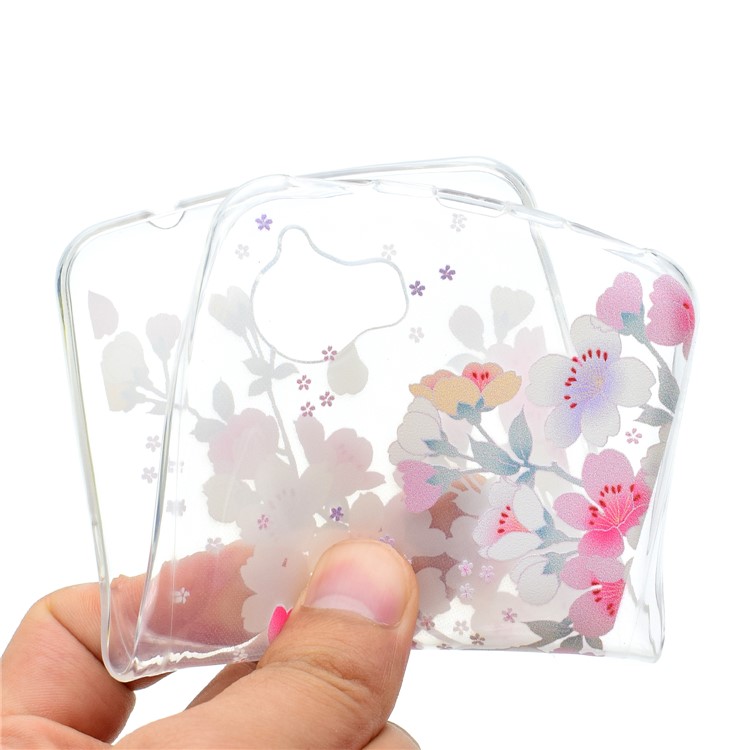 Printing Pattern Flexible TPU Protective Case Cover for Huawei Y5 (2017) / Y6 (2017) - Red and White Flower-5