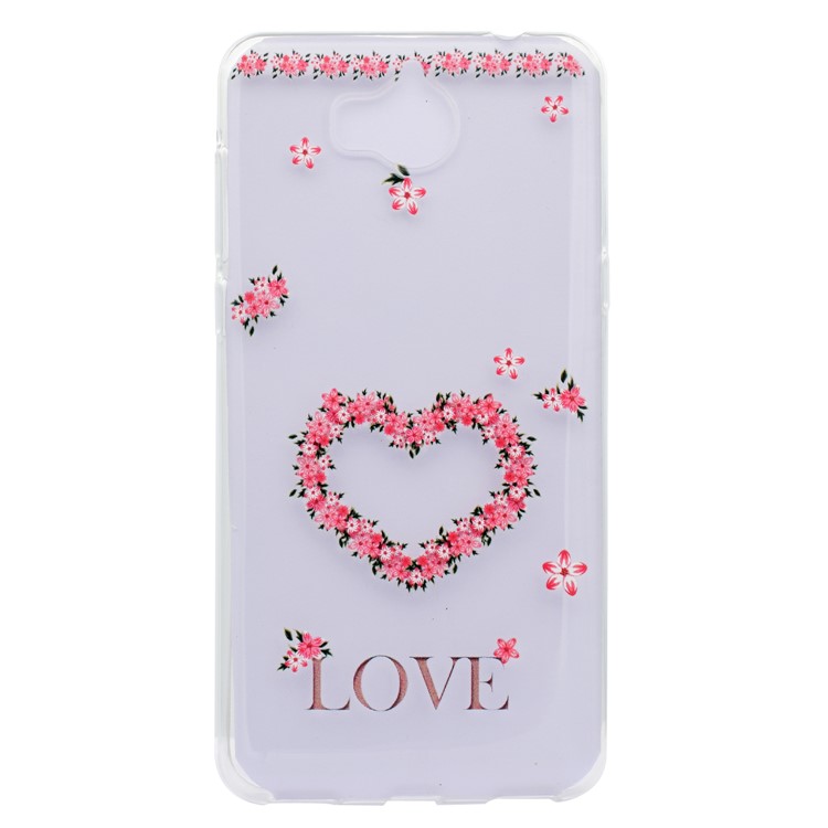 Patterned Soft TPU Super Thin Back Mobile Casing for Huawei Y5 (2017) / Y6 (2017) - Love Heart-1
