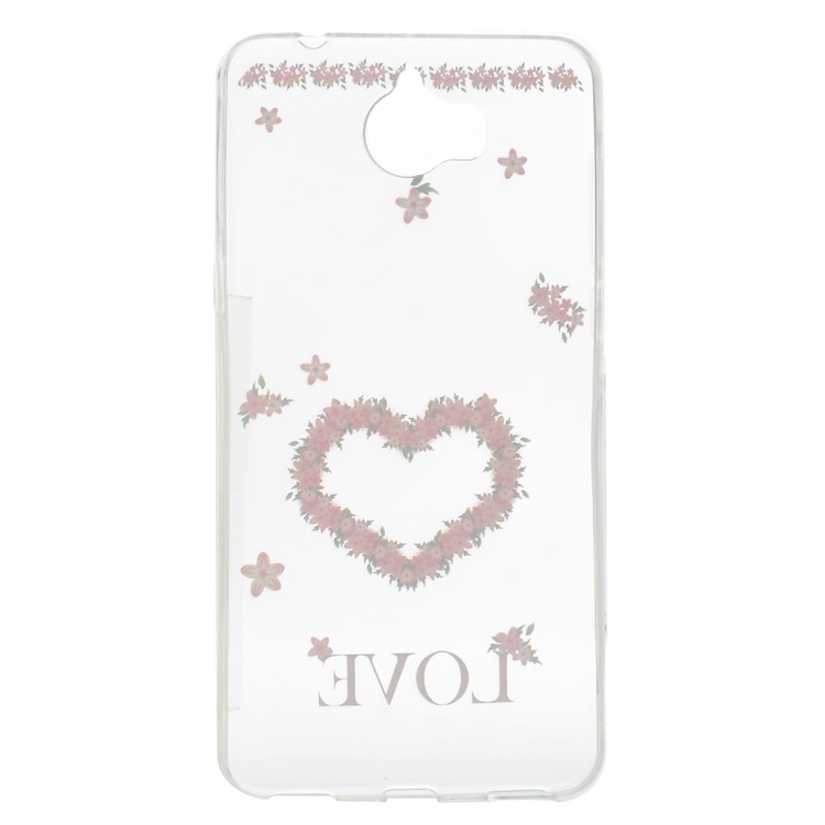 Patterned Soft TPU Super Thin Back Mobile Casing for Huawei Y5 (2017) / Y6 (2017) - Love Heart-4