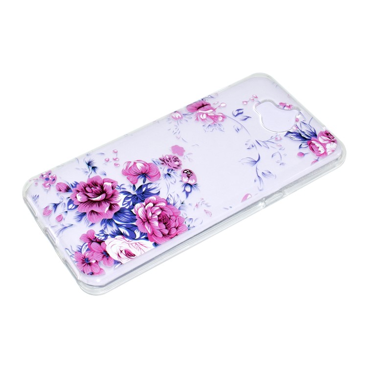 For Huawei Y5 (2017) / Y6 (2017) Ultra-thin Patterned Soft TPU Phone Back Cover - Red Peonies-2