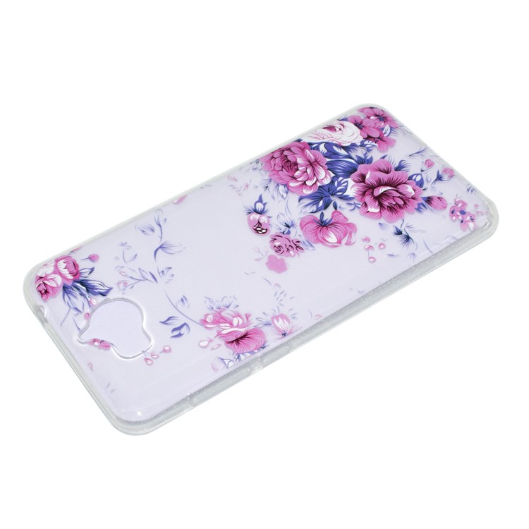 For Huawei Y5 (2017) / Y6 (2017) Ultra-thin Patterned Soft TPU Phone Back Cover - Red Peonies-3