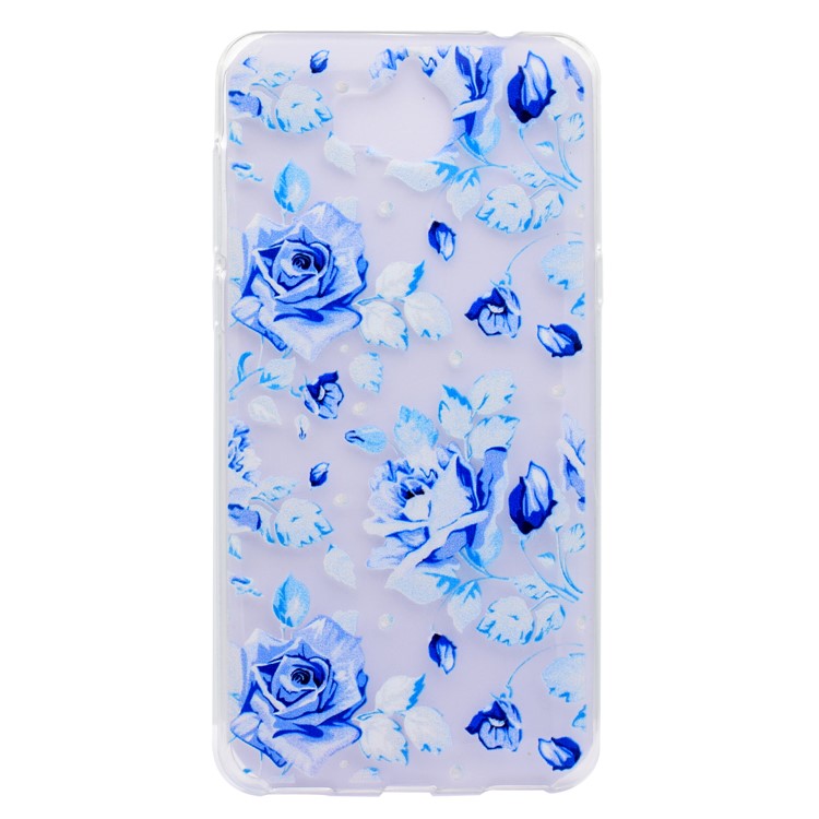 For Huawei Y5 (2017) / Y6 (2017) Patterned Soft TPU Lightweight Phone Case Accessory - Blue Roses-1
