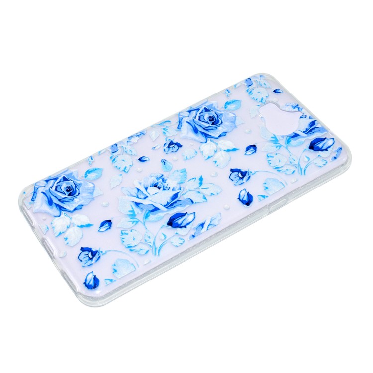 For Huawei Y5 (2017) / Y6 (2017) Patterned Soft TPU Lightweight Phone Case Accessory - Blue Roses-2