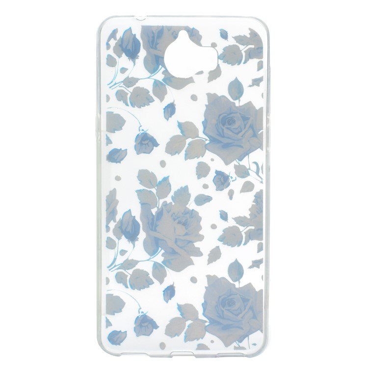 For Huawei Y5 (2017) / Y6 (2017) Patterned Soft TPU Lightweight Phone Case Accessory - Blue Roses-4