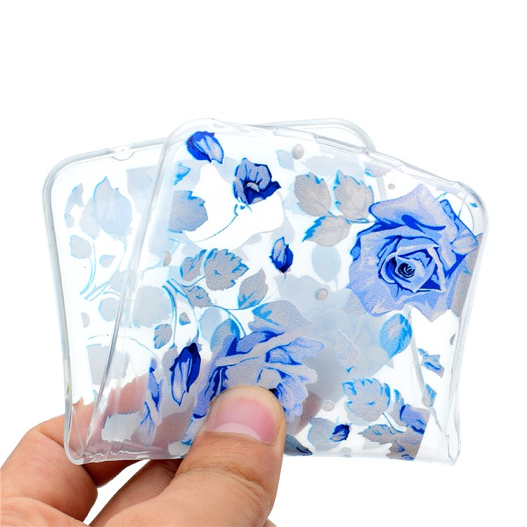 For Huawei Y5 (2017) / Y6 (2017) Patterned Soft TPU Lightweight Phone Case Accessory - Blue Roses-5
