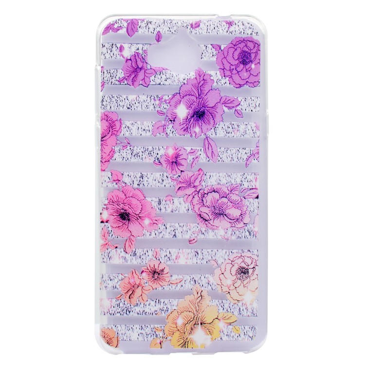 Ultra-thin Patterned Soft TPU Back Mobile Phone Protective Cover Case for Huawei Y5 (2017) / Y6 (2017) - Strips and Flowers-1