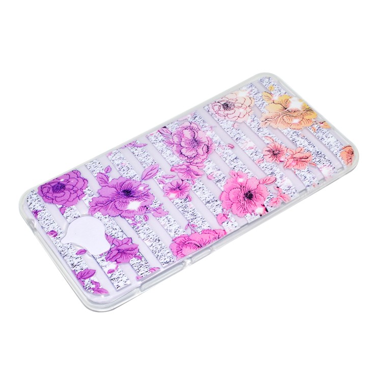 Ultra-thin Patterned Soft TPU Back Mobile Phone Protective Cover Case for Huawei Y5 (2017) / Y6 (2017) - Strips and Flowers-3