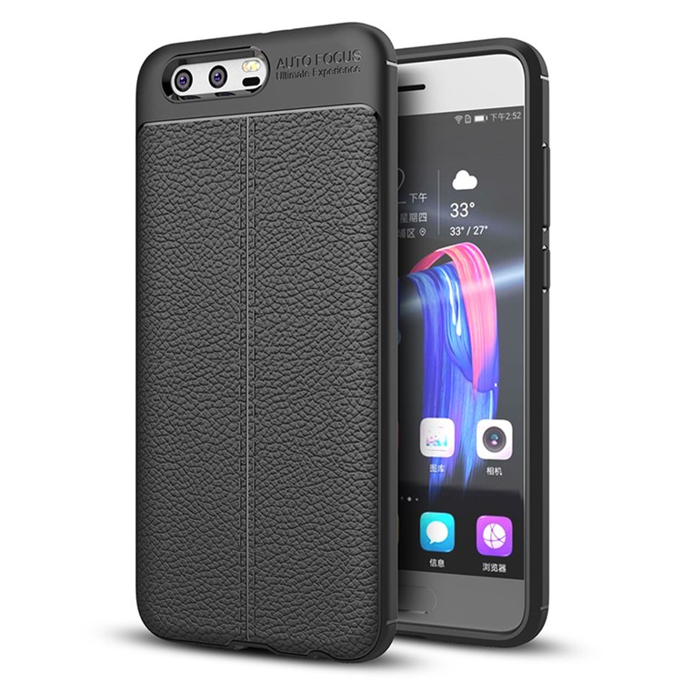 Litchi Grain Soft TPU Case Cover for Huawei Honor 9 - Black-1