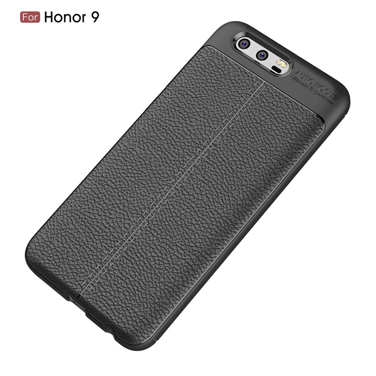 Litchi Grain Soft TPU Case Cover for Huawei Honor 9 - Black-12
