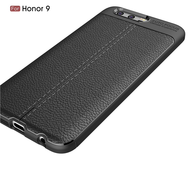 Litchi Grain Soft TPU Case Cover for Huawei Honor 9 - Black-4