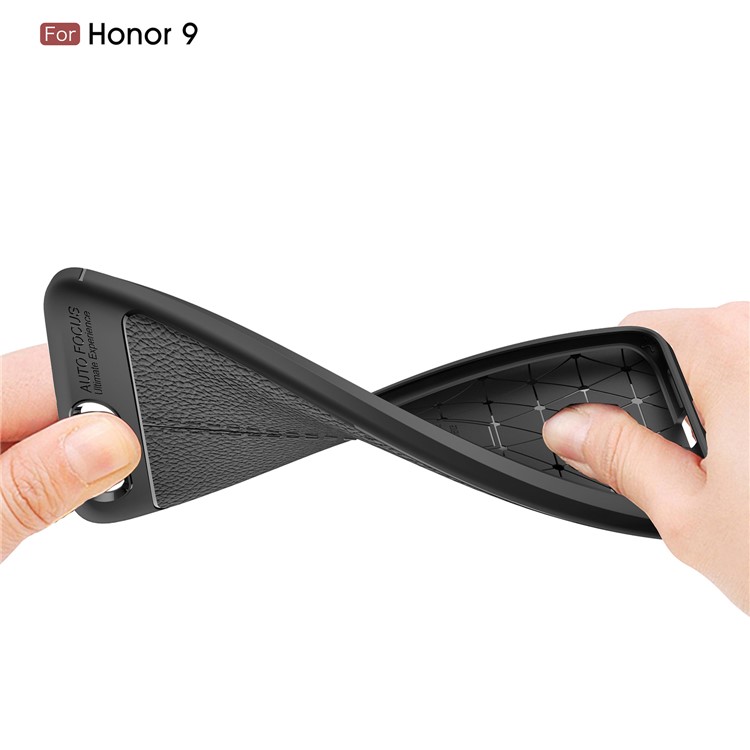 Capa de Estojo de Tpu Mole de Grãos Litchi Para Huawei Honor 9 - Preto-8