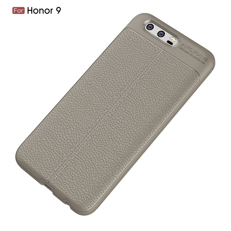 Litchi Grain Soft TPU Cover for Huawei Honor 9 - Grey-2